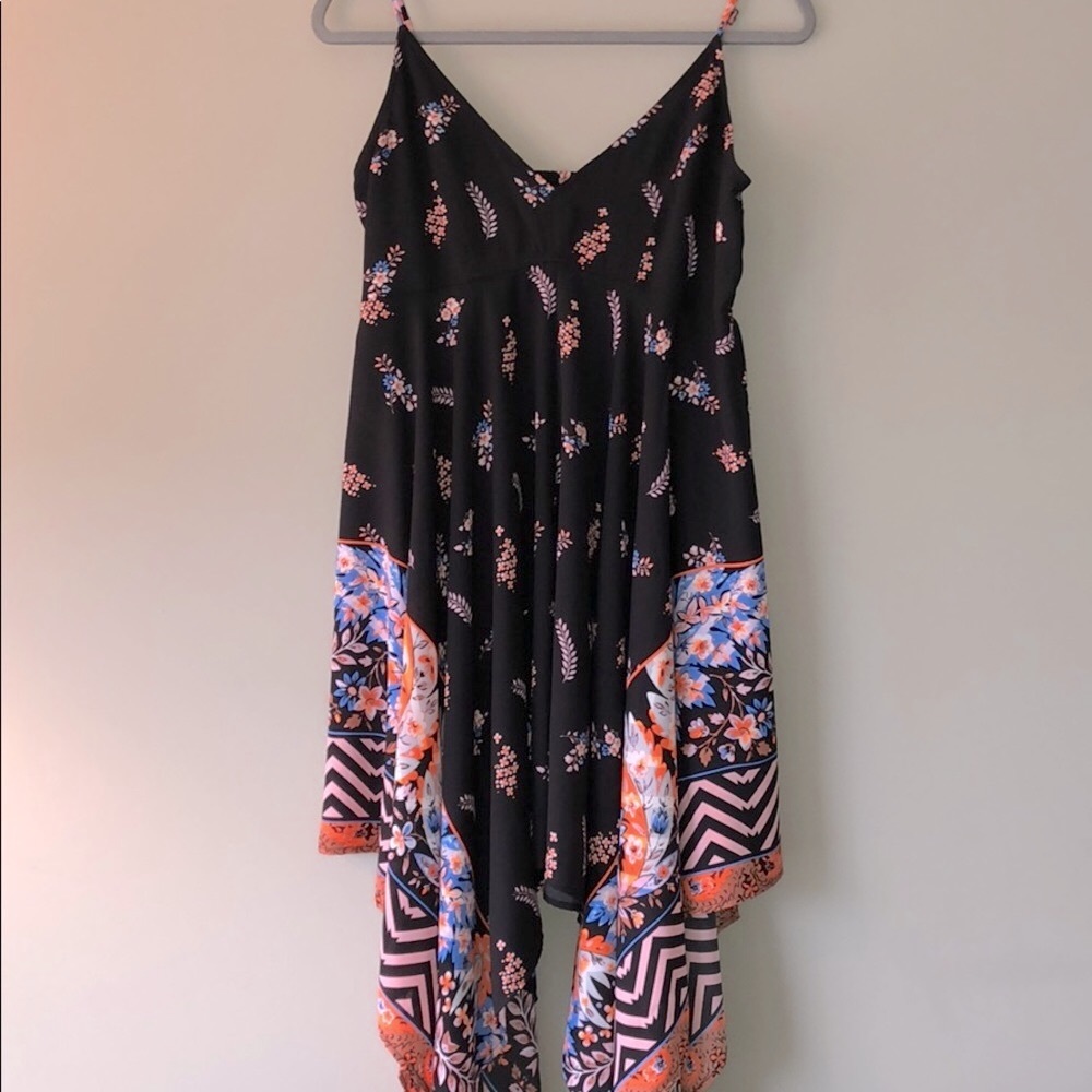 Express V neck high low spaghetti strap dress